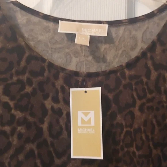 NWT, MICHAEL KORS blouse, size L, dark khaki/black color - Picture 3 of 6